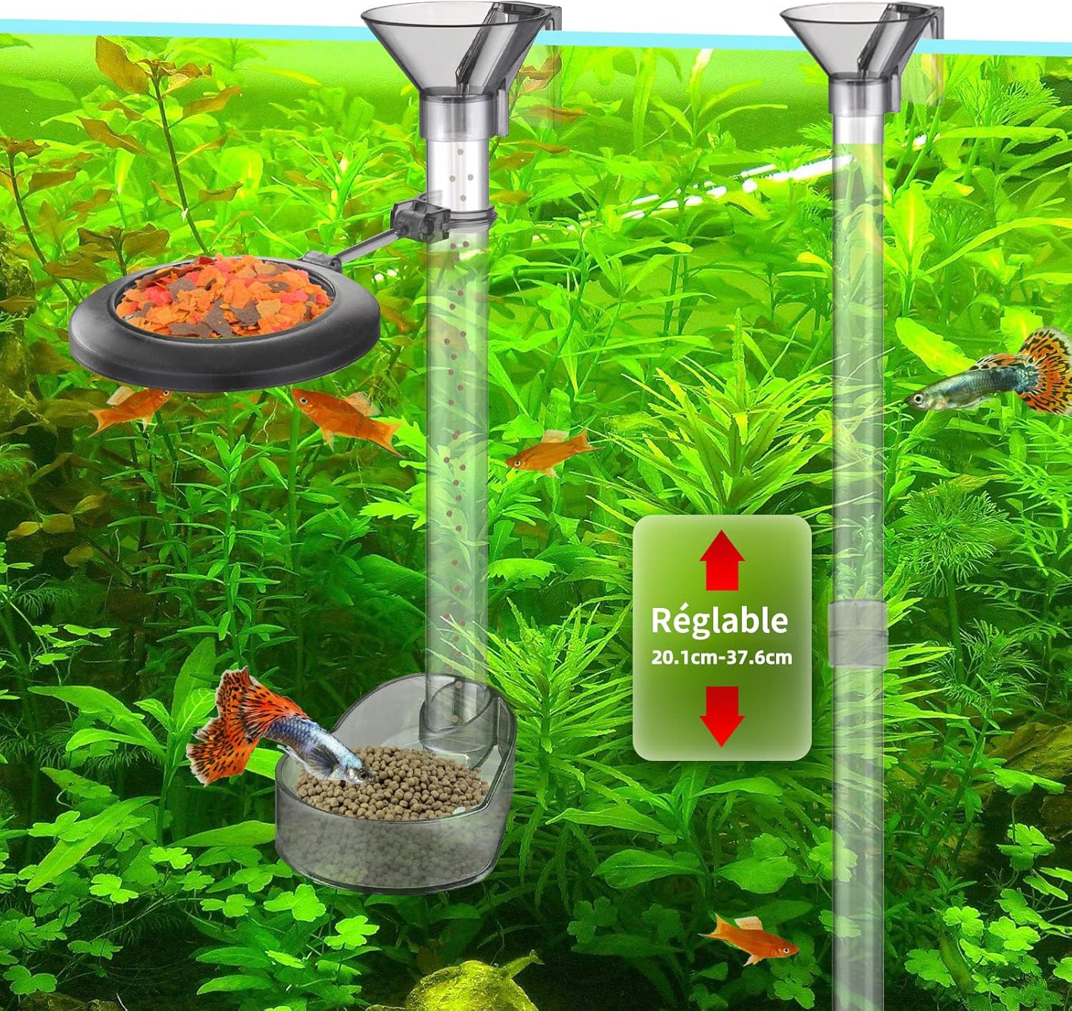 Tube d'alimentation Assemblé, Tube d'alimentation pour Aquarium, Deux Positions d'alimentation pour Les Poissons SupéRieurs Et InféRieurs (20-37cm)