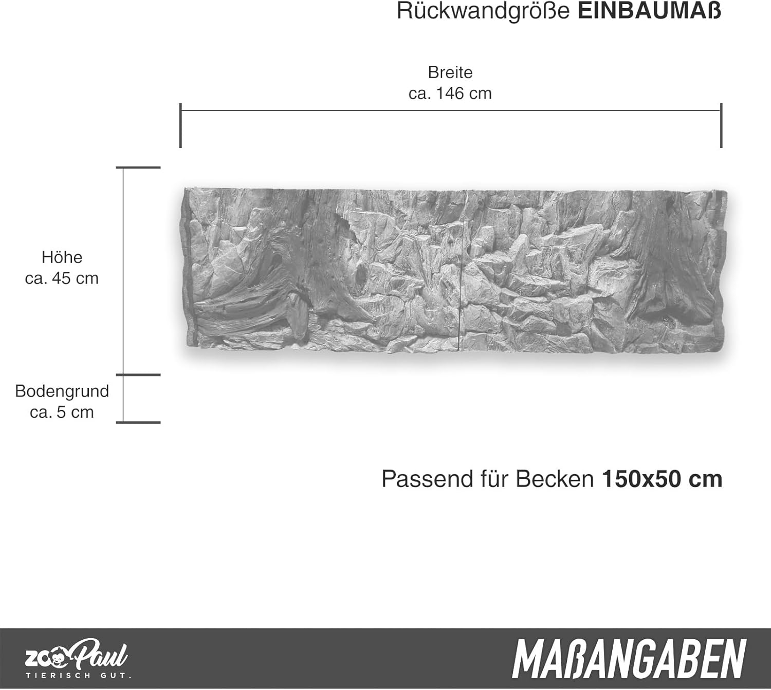 ZooPaul Décor de fond d'aquarium 3D 150 x 50 cm - Fond de terrarium - Rocher, roche, racine, structure Amazonas 50 Plat