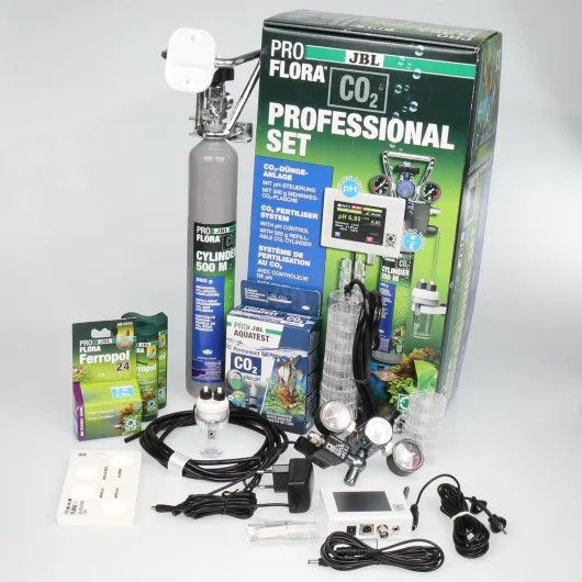 PROFLORA CO2 PROFESSIONAL SET M, Système Complet de Fertilisation au CO2 pour 40-600 l, avec Contrôle Automatique du CO2 et du pH, Bouteille réutilisable et nombreux accessoires