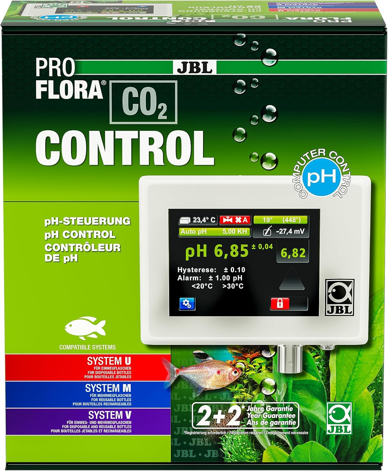 PROFLORA CO2 CONTROL, Ordinateur de Mesure et de Contrôle, apport Automatique de CO2 et Contrôle du pH, Accessoires inclus.
