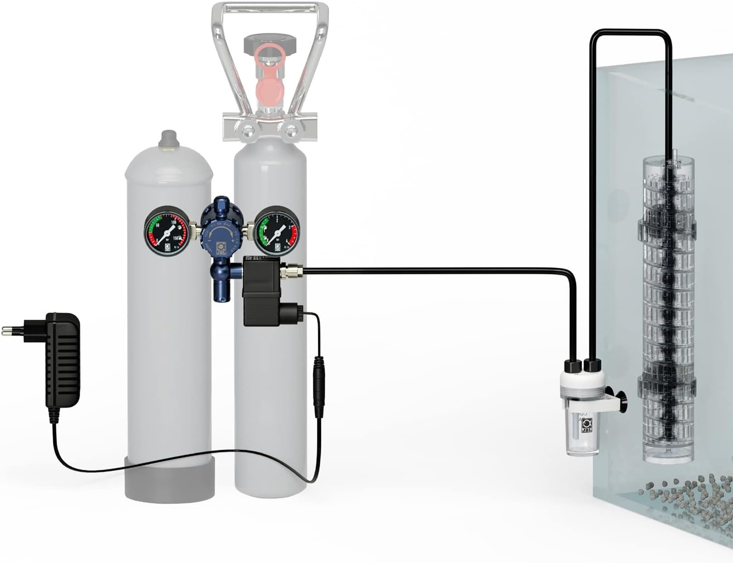 PROFLORA CO2 ADVANCED SET V, Système Complet de Fertilisation au CO2 pour 40-600 l, avec Arrêt de nuit, 2 Manomètres et de nombreux Accessoires, sans Bouteille 1 Unité (Lot de 1)