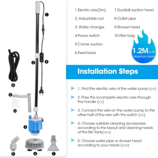 Test Nettoyage de Gravier Aquarium 6 en 1 : l’aspirateur électrique qui simplifie (un peu) l’entretien