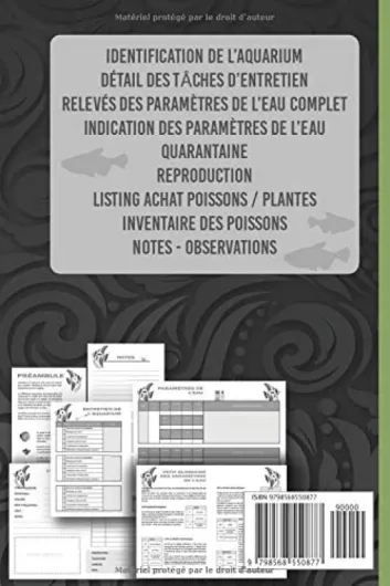 Carnet Entretien Aquarium à Remplir pour la maintenance parfaite de son écosystème: Tâche de Nettoyage détaillés, Paramètres de l'eau, inventaire et .. - des poissons exotiques - 136 pages --15 x23cm