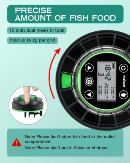 Mangeoire Automatique pour Poissons d'aquarium, Distributeur Automatique de Nourriture avec minuterie, minuterie Rechargeable, avec câble USB, écran LCD CY-109