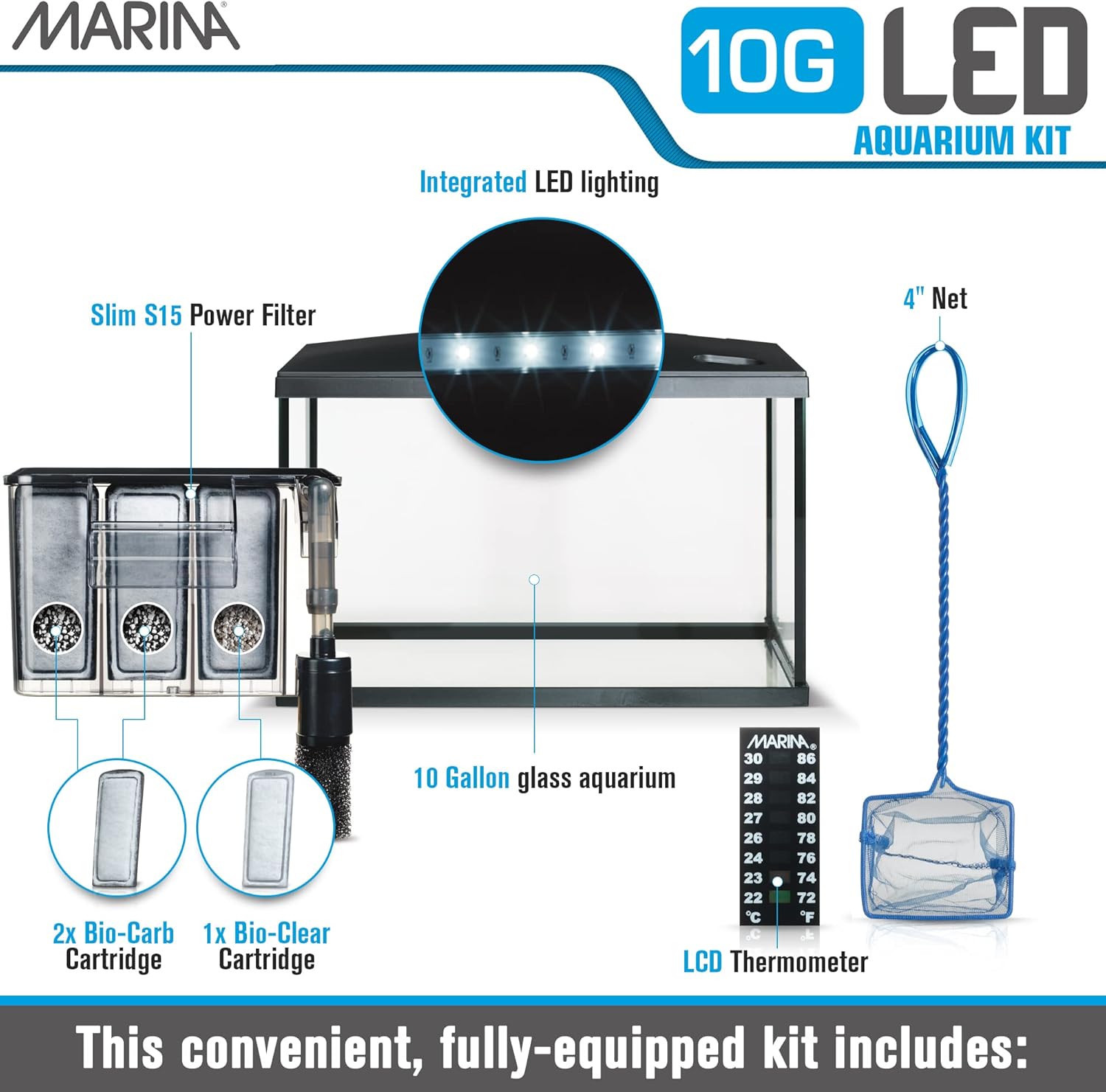 Marina Verre Kit LED pour aquarium, Poisson