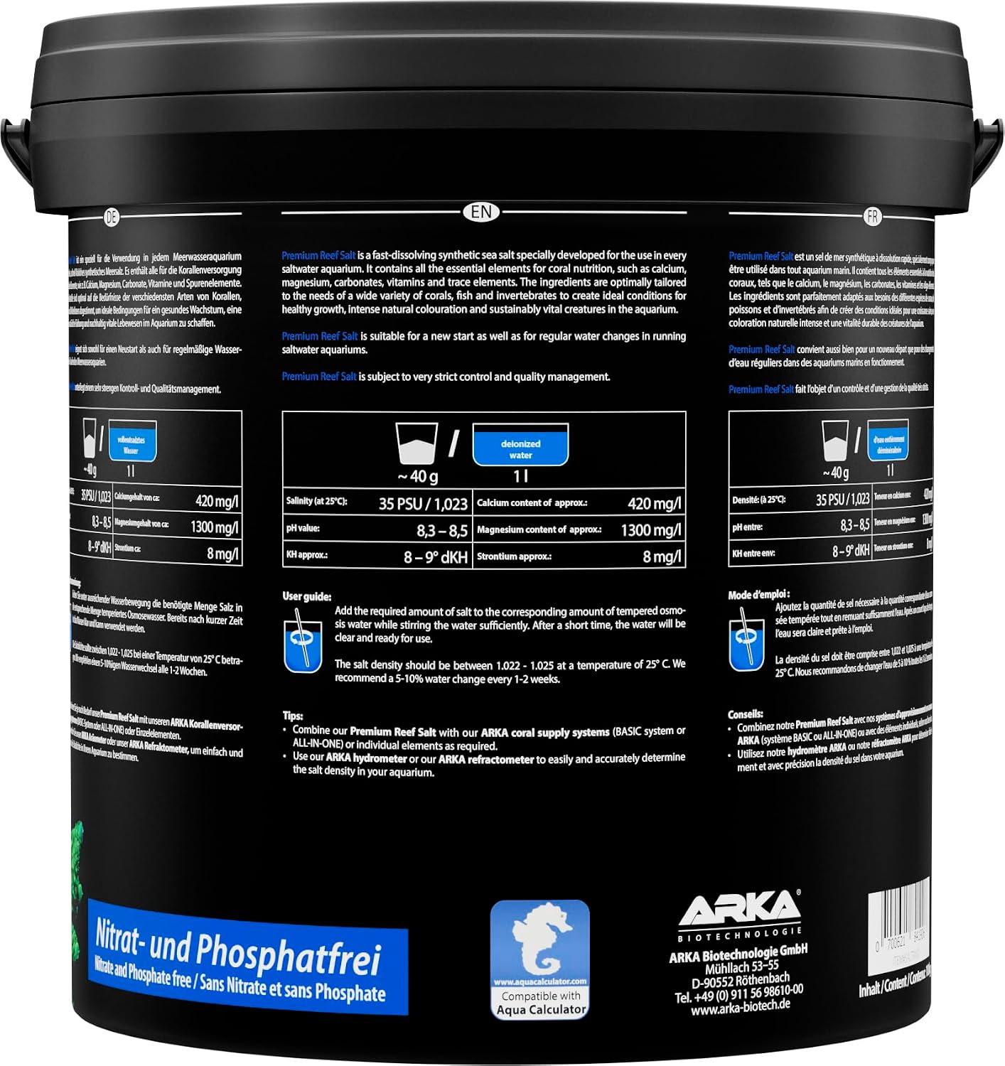 Sel Marin pour Aquarium Récifal 10 kg - Reef Salt Synthétique - sel marin synthétique, dissolution rapide, sans nitrates ni phosphates, coraux SPS, LPS, mous, poissons, eau de mer
