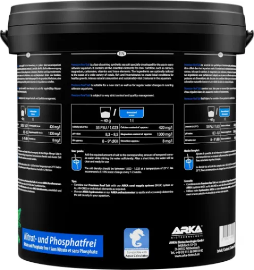 Sel Marin pour Aquarium Récifal 10 kg - Reef Salt Synthétique - sel marin synthétique, dissolution rapide, sans nitrates ni phosphates, coraux SPS, LPS, mous, poissons, eau de mer