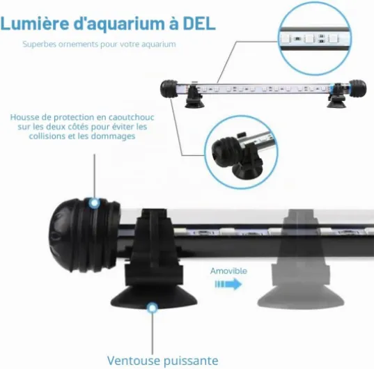 SolarNovo LED Éclairage Aquarium Lampe Tube Étanche Lighting Plongée A Economie D'energie Fish Tank Décoration RGB Couleur avec Télécommande (1.8 * 37cm, RGB) Rgb 1.8 * 37cm