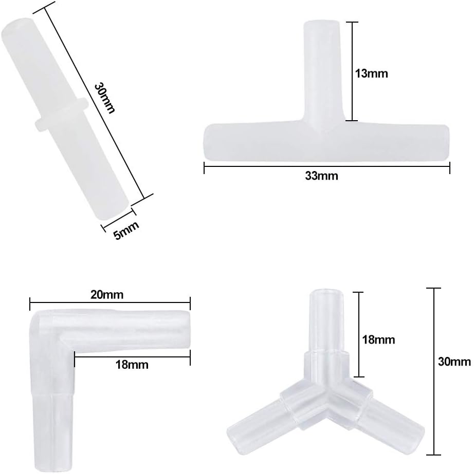 LYTIVAGEN 48 Pcs Connecteurs du Tuyau d'air, Ventouses d'aquarium Transparent, Ventouses pour Aquarium en Plastique T L Y pour Pompes à air d’Aquarium de 6 mm