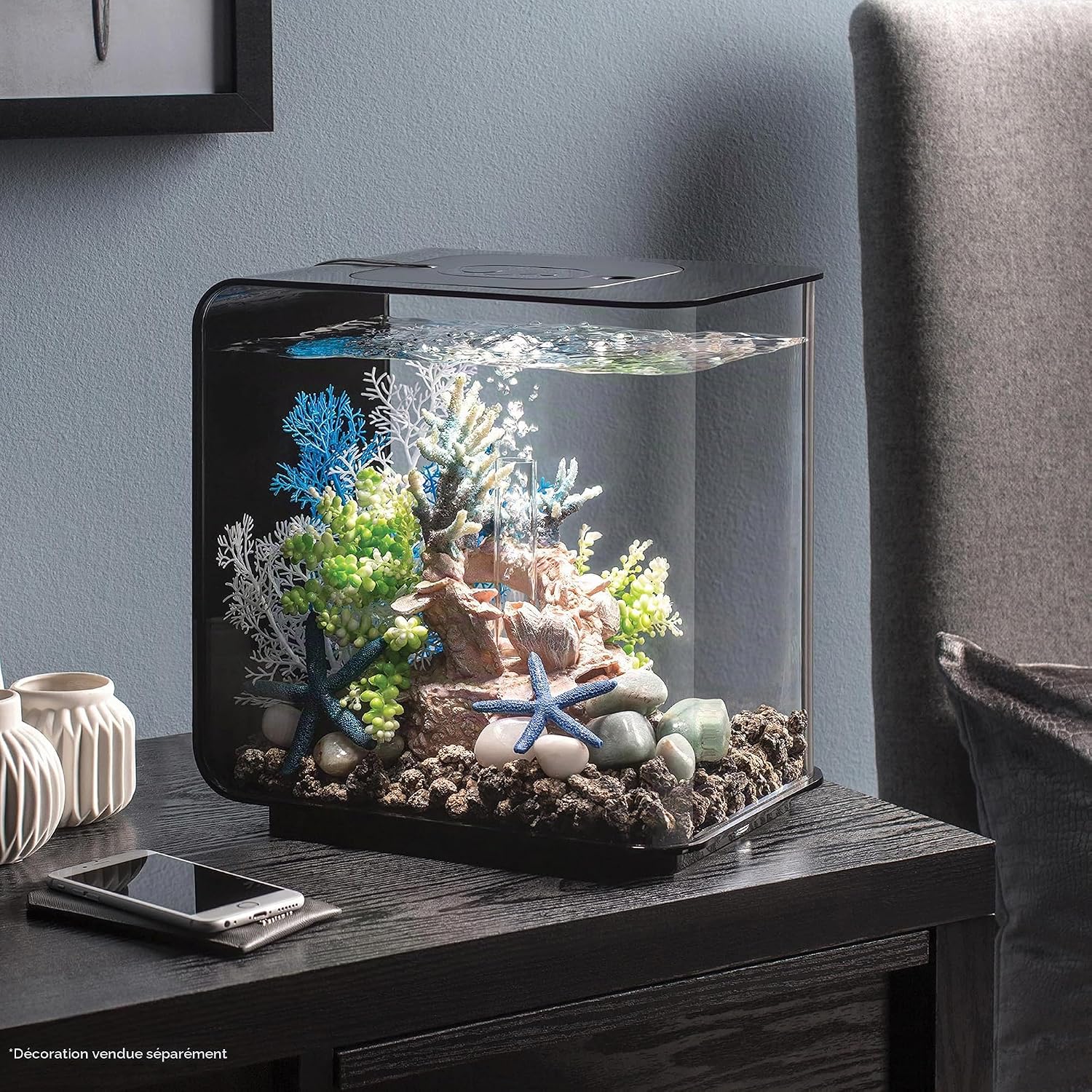 FLOW 15 LED Aquarium en noir 15 litres Noir